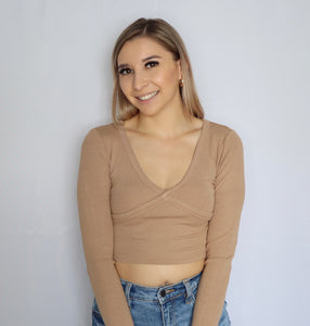 Angie Long Sleeve Top (Taupe)